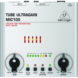 Behringer Tube Ultragain MIC100 Audiophile Vacuum Tube Preamplifier With Limiter