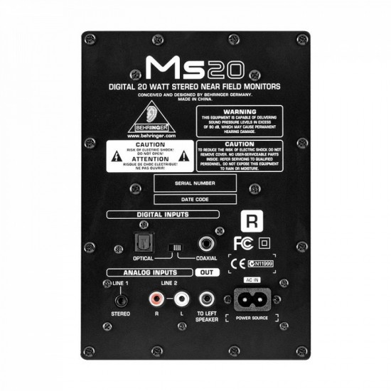 MS20 20-Watt Stereo Studio Monitor Speakers